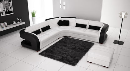 CHARLOTTE-II (G1071B) LEATHER/ETTE COMBINATION CORNER LOUNGE WITH OTTOMAN - ASSORTED COLOURS