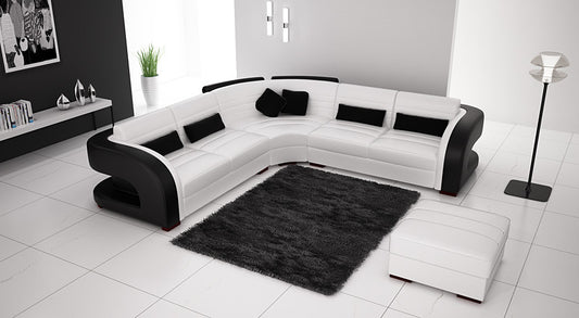 CHARLOTTE-II (G1071B) LEATHER/ETTE COMBINATION CORNER LOUNGE WITH OTTOMAN - ASSORTED COLOURS