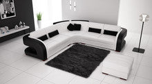 CHARLOTTE-II (G1071B) LEATHER/ETTE COMBINATION CORNER LOUNGE WITH OTTOMAN - ASSORTED COLOURS