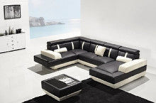 GIOVANNA (G1086) 3 SEATER + 2 SEATER + CHAISE + COFFEE TABLE - LEATHER/ETTE COMBINATION CHAISE SUITE - ASSORTED COLOURS