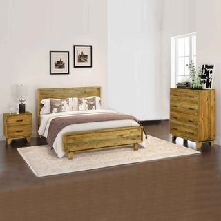 MALONE KING 4 PIECE (TALLBOY) BEDROOM SUITE -  LIGHT BROWN