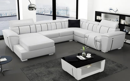 ODESSA 3R + 1R CHAISE LOUNGE SUITE( MODEL-G8048C) IN TOP GRAIN + PVC - ASSORTED COLOURS