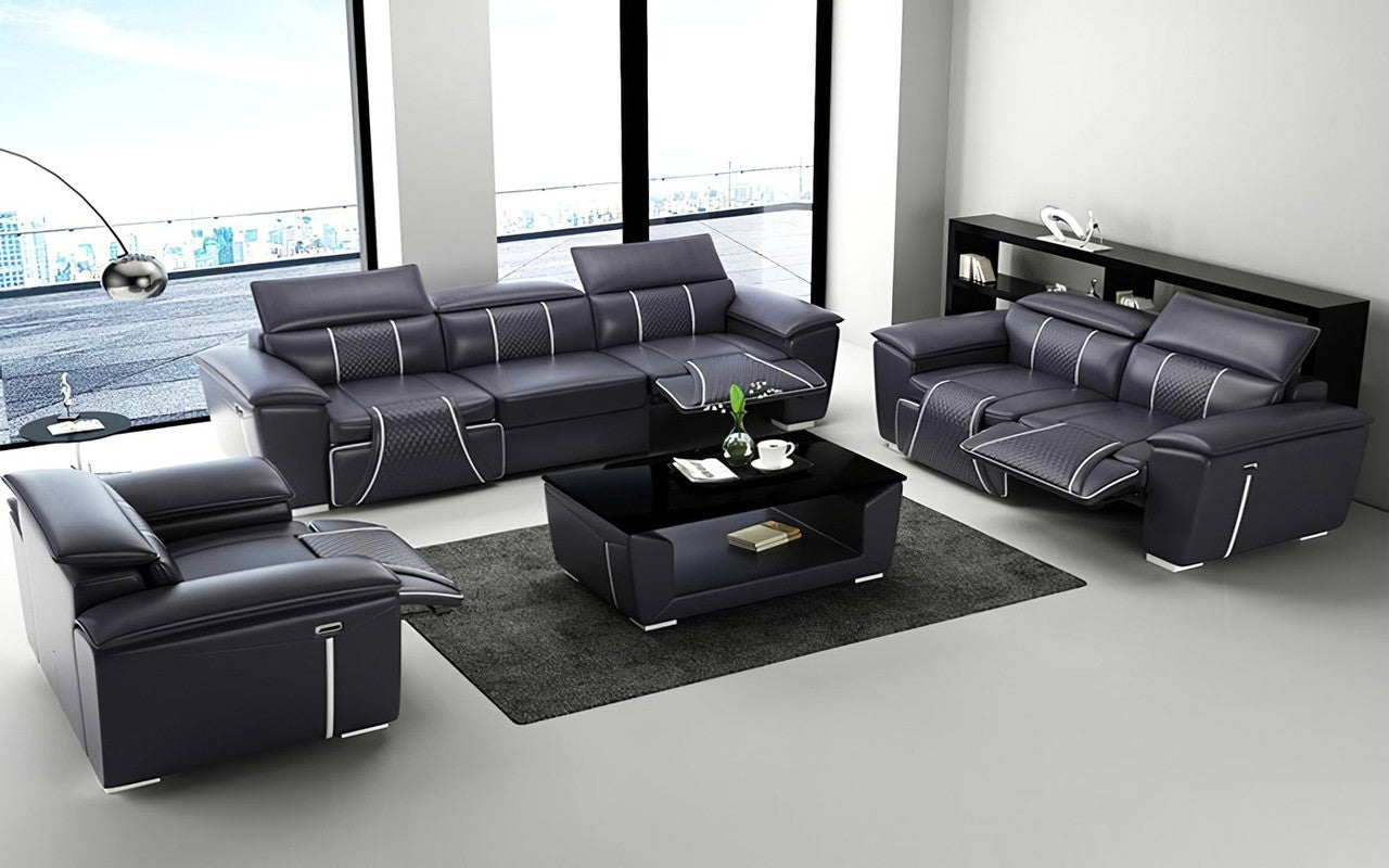 Odessa 3r + 2r + 1r Lounge Suite(MODEL-G8048D) In Top Grain Leather + Pvc - Assorted Colours