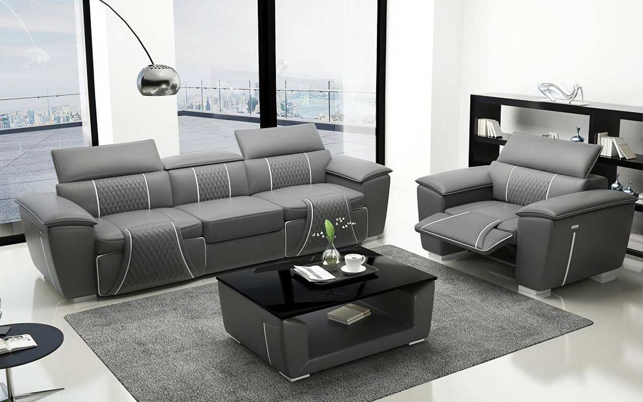 ODESSA 3R + 2R + 1R  LOUNGE SUITE( MODEL-G8048D) IN TOP GRAIN LEATHER + PVC - ASSORTED COLOURS
