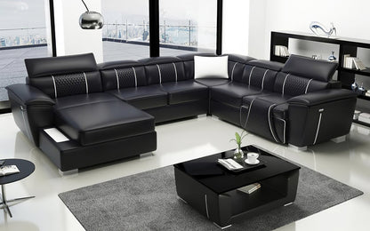 ODESSA 3R + 1R CHAISE LOUNGE SUITE( MODEL-G8048C) IN TOP GRAIN + PVC - ASSORTED COLOURS