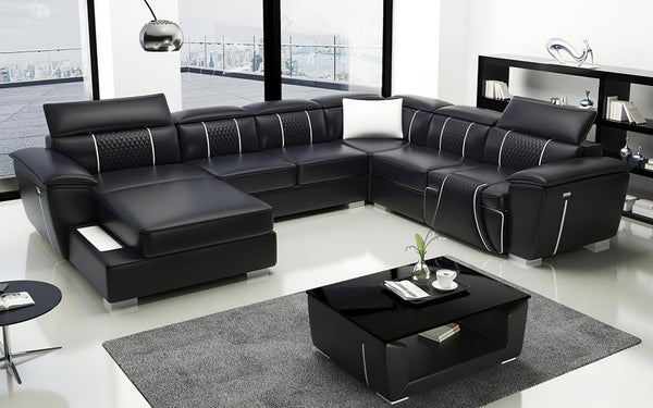 ODESSA 3R + 1R CHAISE LOUNGE SUITE( MODEL-G8048C) IN TOP GRAIN + PVC - ASSORTED COLOURS