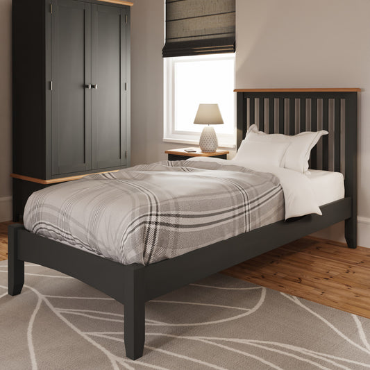 King Single Emmett Bed (GA-30-G) - 1100(H) X 2040(W) X 1030(D) - Grey / Light Oak (2 TONE)