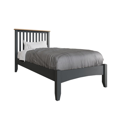 KING SINGLE EMMETT BED (GA-30-G) - 1100(H) x 2040(W) x 1030(D) - GREY / LIGHT OAK (2 TONE)