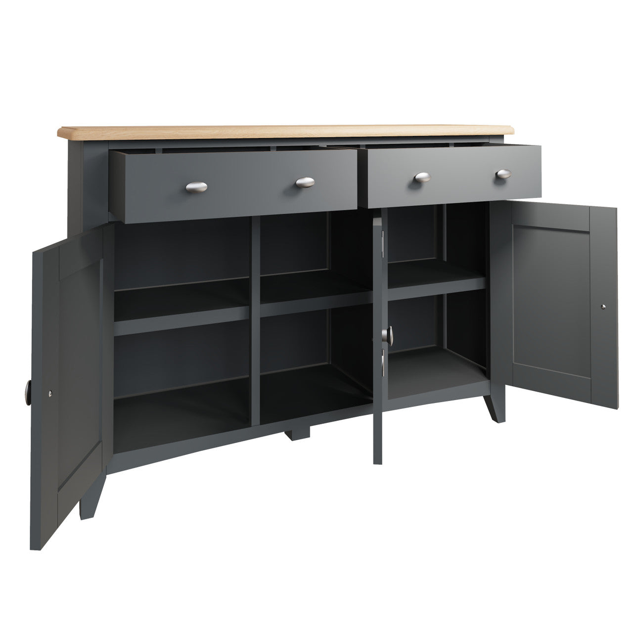 EMMETT (GA-3DS-G) 3 DOOR / 2 DRAWER BUFFET / SIDEBOARD - 850(H) x 1300(W) x 400(D) - GREY / LIGHT OAK (2 TONE)