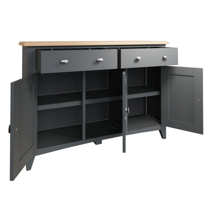 EMMETT (GA-3DS-G) 3 DOOR / 2 DRAWER BUFFET / SIDEBOARD - 850(H) x 1300(W) x 400(D) - GREY / LIGHT OAK (2 TONE)