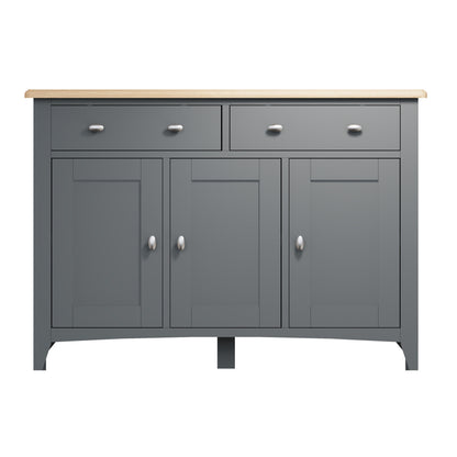 EMMETT (GA-3DS-G) 3 DOOR / 2 DRAWER BUFFET / SIDEBOARD - 850(H) x 1300(W) x 400(D) - GREY / LIGHT OAK (2 TONE)