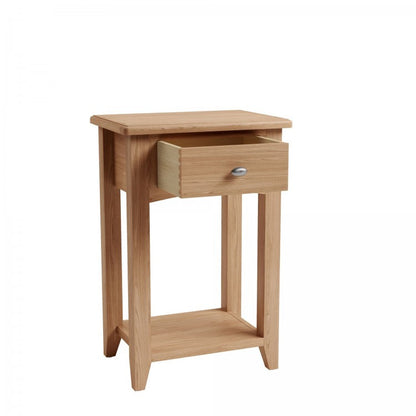 ELEGANCE 1 DRAWER OAK TELEPHONE TABLE  (7-1-15) - LIGHT OAK