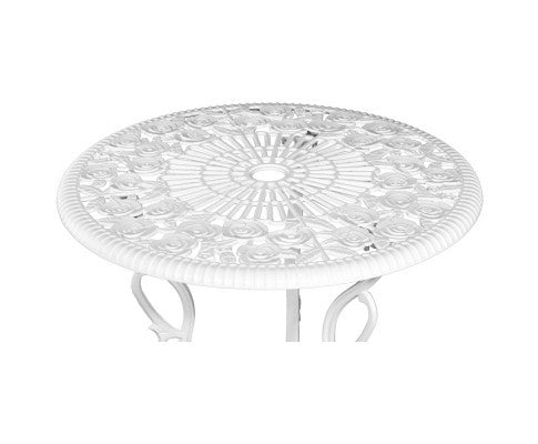 ANTHEA OUTDOOR 3 PIECE ALUMINIUM BISTRO SETTING - WHITE