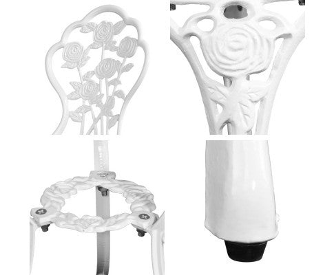 ANTHEA OUTDOOR 3 PIECE ALUMINIUM BISTRO SETTING - WHITE