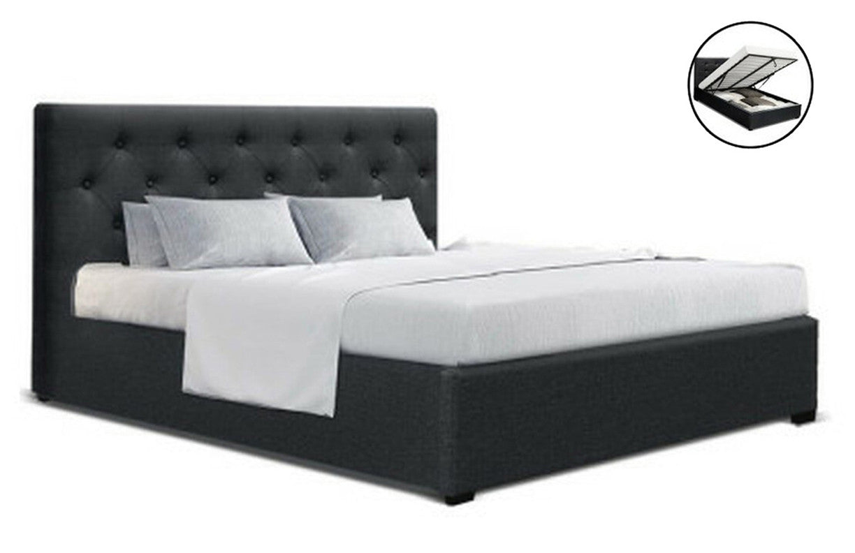 Queen Geneko Gas Lift Storage Bed - Charcoal