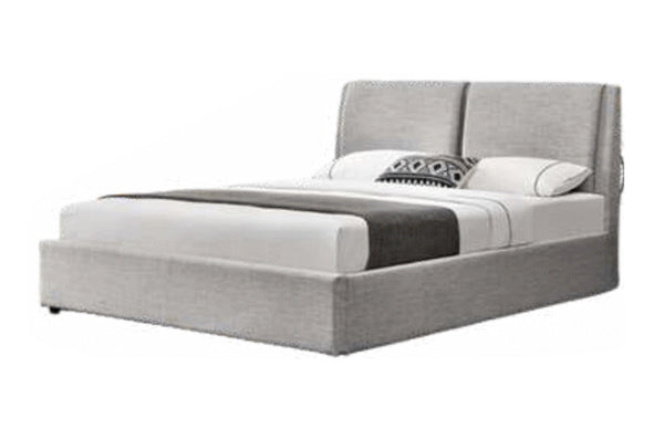QUEEN GEORGE GAS LIFT LINEN FABRIC BED - LIGHT GREY
