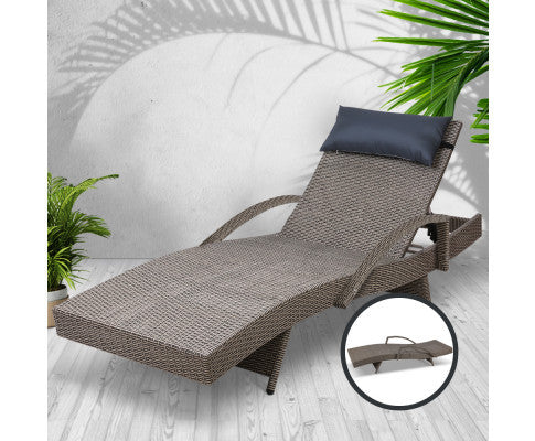 SPARROW OUTDOOR SUN LOUNGE WITH PILLOW - GREY