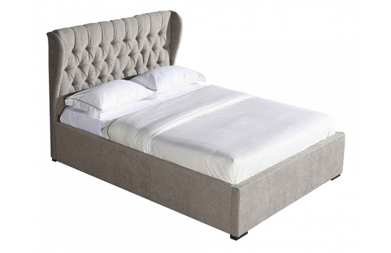 QUEEN GIOVANNI FABRIC BED - LIGHT GREY