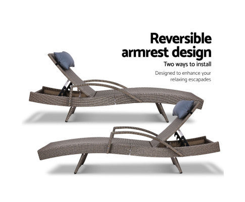 SPARROW OUTDOOR SUN LOUNGE WITH PILLOW - GREY