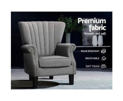 RHIANNE  FABRIC UPHOLSTERED ACCENT CHAIR -  GREY