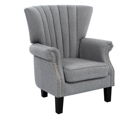RHIANNE  FABRIC UPHOLSTERED ACCENT CHAIR -  GREY