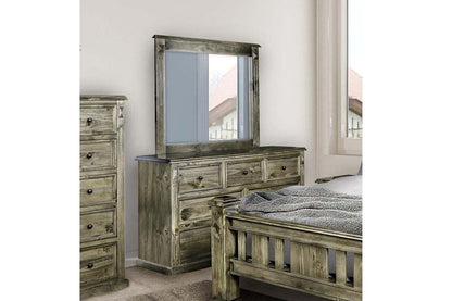 LEGIONS QUEEN OR DOUBLE 5 PIECE (DRESSER) BEDROOM SUITE - GREYWASH