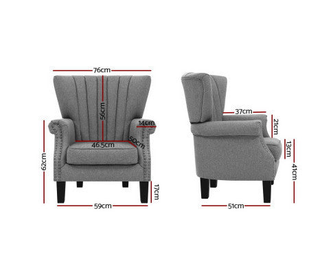 RHIANNE  FABRIC UPHOLSTERED ACCENT CHAIR -  GREY