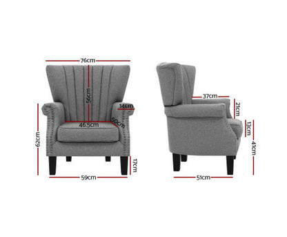 RHIANNE  FABRIC UPHOLSTERED ACCENT CHAIR -  GREY