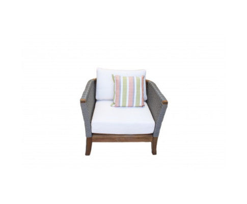 NEVIS OUTDOOR WICKER ARM CHAIR- GREY 7 BROWN