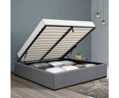 QUEEN ARMANI FABRIC BED WITH GAS LIFT - GREY
