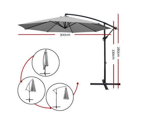 WISTERIA OUTDOOR  UMBRELLA - GREY