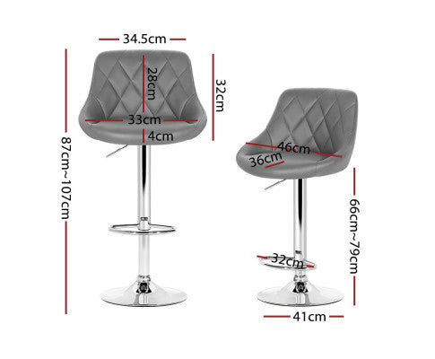SEBASTIAN (SET OF 4) LEATHER GAS LIFT SWIVEL CHAIR - GREY