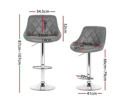 SEBASTIAN (SET OF 4) LEATHER GAS LIFT SWIVEL CHAIR - GREY