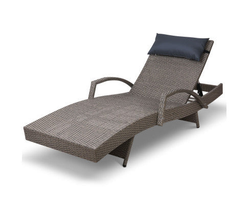 SPARROW OUTDOOR SUN LOUNGE WITH PILLOW - GREY