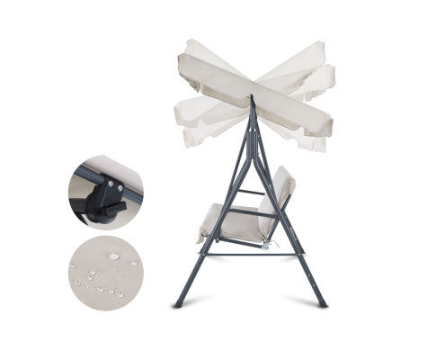 GENEVIEVE OUTDOOR 3 SEATER CANOPY SWING CHAIR - BEIGE