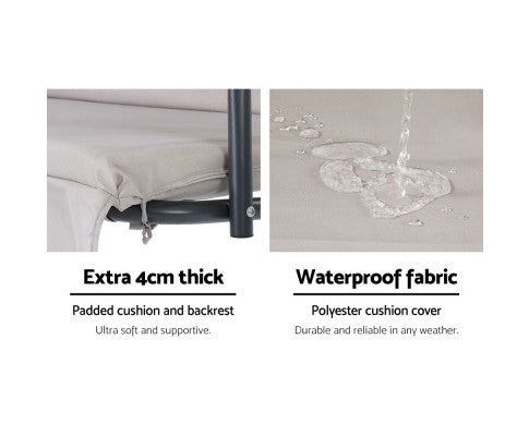 GENEVIEVE OUTDOOR 3 SEATER CANOPY SWING CHAIR - BEIGE