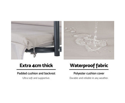 GENEVIEVE OUTDOOR 3 SEATER CANOPY SWING CHAIR - BEIGE