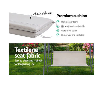 GENEVIEVE OUTDOOR 3 SEATER CANOPY SWING CHAIR - BEIGE