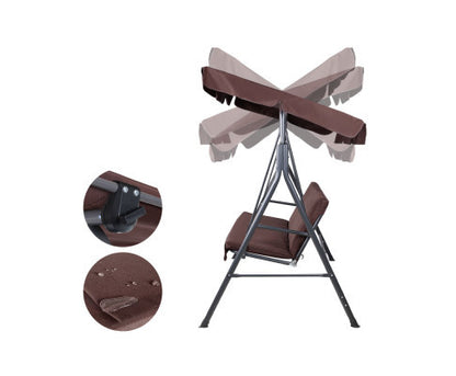 GENEVIEVE OUTDOOR 3 SEATER CANOPY SWING CHAIR - DARK BROWN