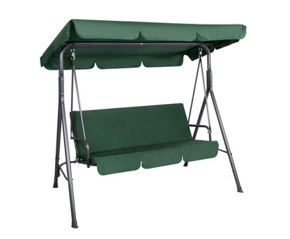GENEVIEVE OUTDOOR 3 SEATER CANOPY SWING CHAIR - DARK GREEN