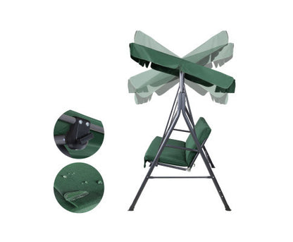 GENEVIEVE OUTDOOR 3 SEATER CANOPY SWING CHAIR - DARK GREEN
