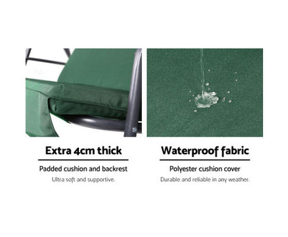 GENEVIEVE OUTDOOR 3 SEATER CANOPY SWING CHAIR - DARK GREEN