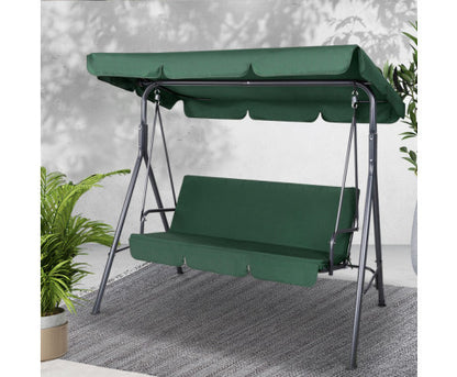 GENEVIEVE OUTDOOR 3 SEATER CANOPY SWING CHAIR - DARK GREEN
