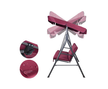 GENEVIEVE OUTDOOR 3 SEATER CANOPY SWING CHAIR - WINE RED