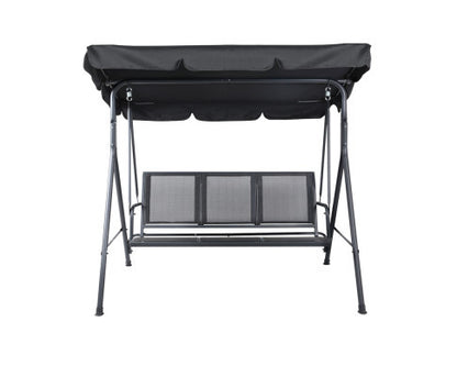 GENEVIEVE OUTDOOR 3 SEATER CANOPY SWING CHAIR - BLACK