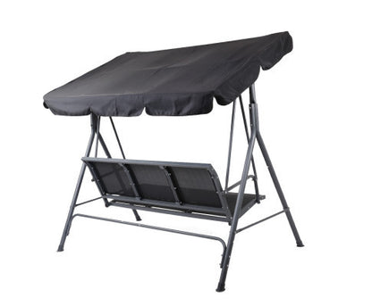 GENEVIEVE OUTDOOR 3 SEATER CANOPY SWING CHAIR - BLACK
