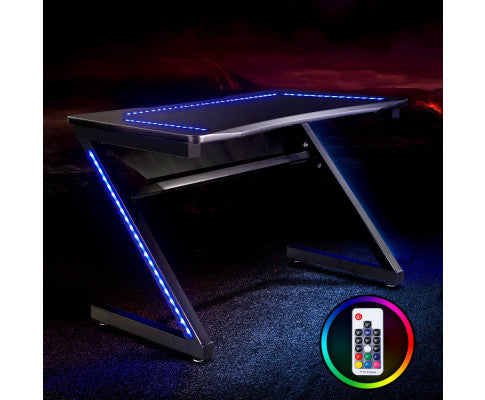 Elysian Computer Gaming Racer Style Desk With LED - Black