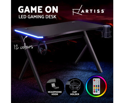 ELYSIAN COMPUTER GAMING DESK WITH LED - BLACK