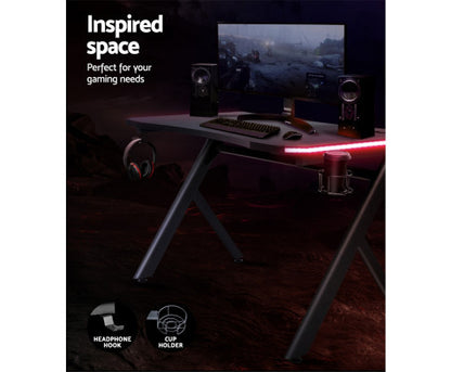 ELYSIAN COMPUTER GAMING DESK WITH LED - BLACK
