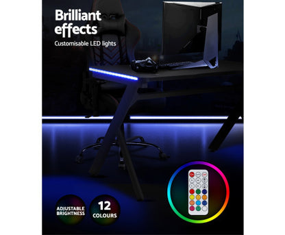 ELYSIAN COMPUTER GAMING DESK WITH LED - BLACK